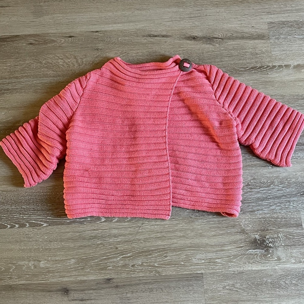 Pure Handknit Womens Crossover Button Closure Sweater S/M Cropped Half Sleeve
